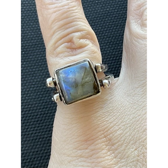 Vintage 925 Sterling Silver Reversible Square Gemstone Ring Size 6 Estate Jewelr - Picture 8 of 10